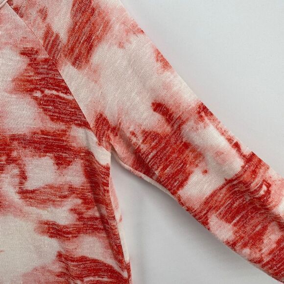 🎁5/$25 Clientele Woman's Shirt Tie Die White with Orange Design 3/4 Sleeve - Picture 4 of 8